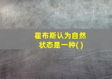 霍布斯认为自然状态是一种( )